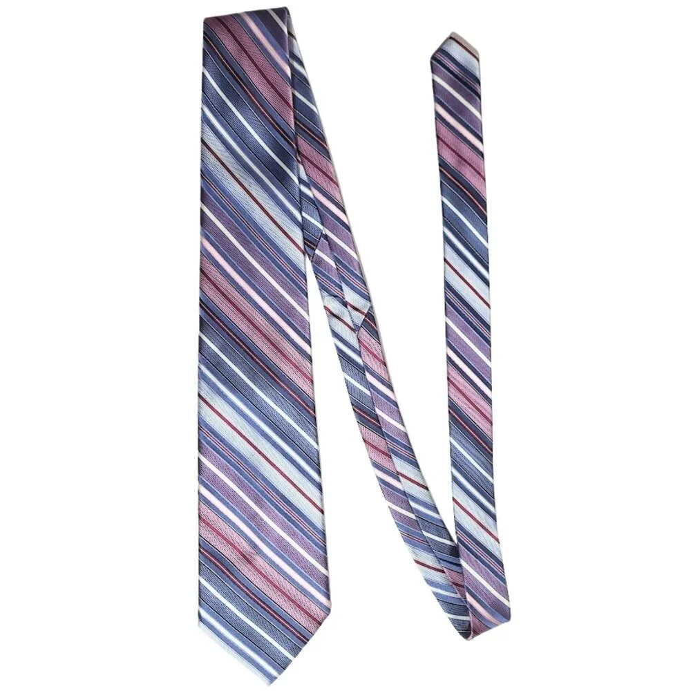 JONES NEW YORK Blue & Pink Striped 100% Silk Men's Tie - New With Tags
